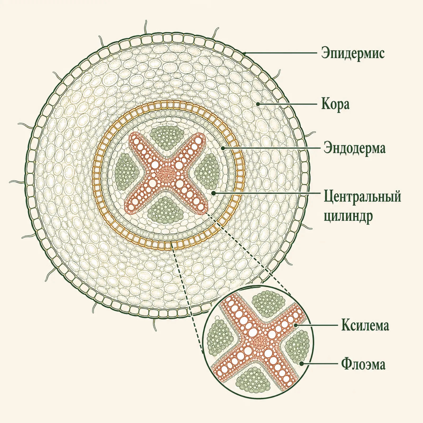 Внутреннее строение корня